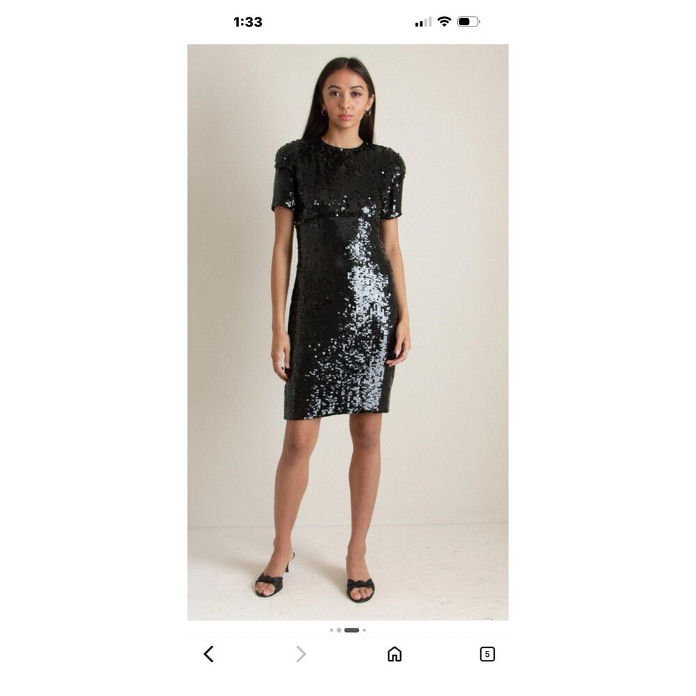 Oleg Casini Black Tie Fully Sequin Mini With Stretch Size 4 To 6 Vintage